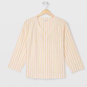 Club Monaco Easy Pop Over Shirt Honey/Multi Cotton/Linen Size XS